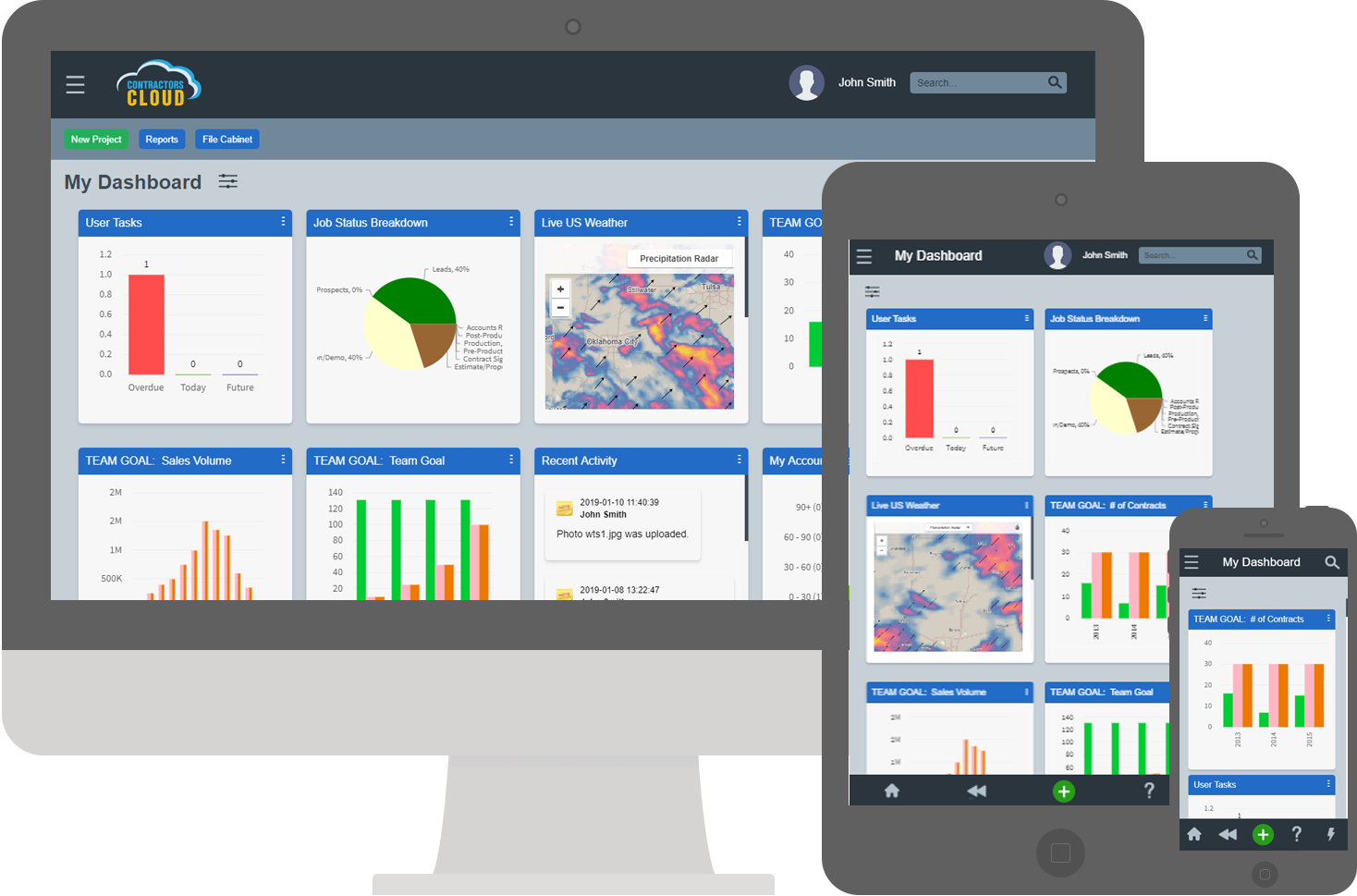 screenshot of contractor's cloud new rainmaker design